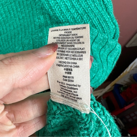 Free People oversized green knit v-neck sweater size medium/large M/L - Picture 6 of 8